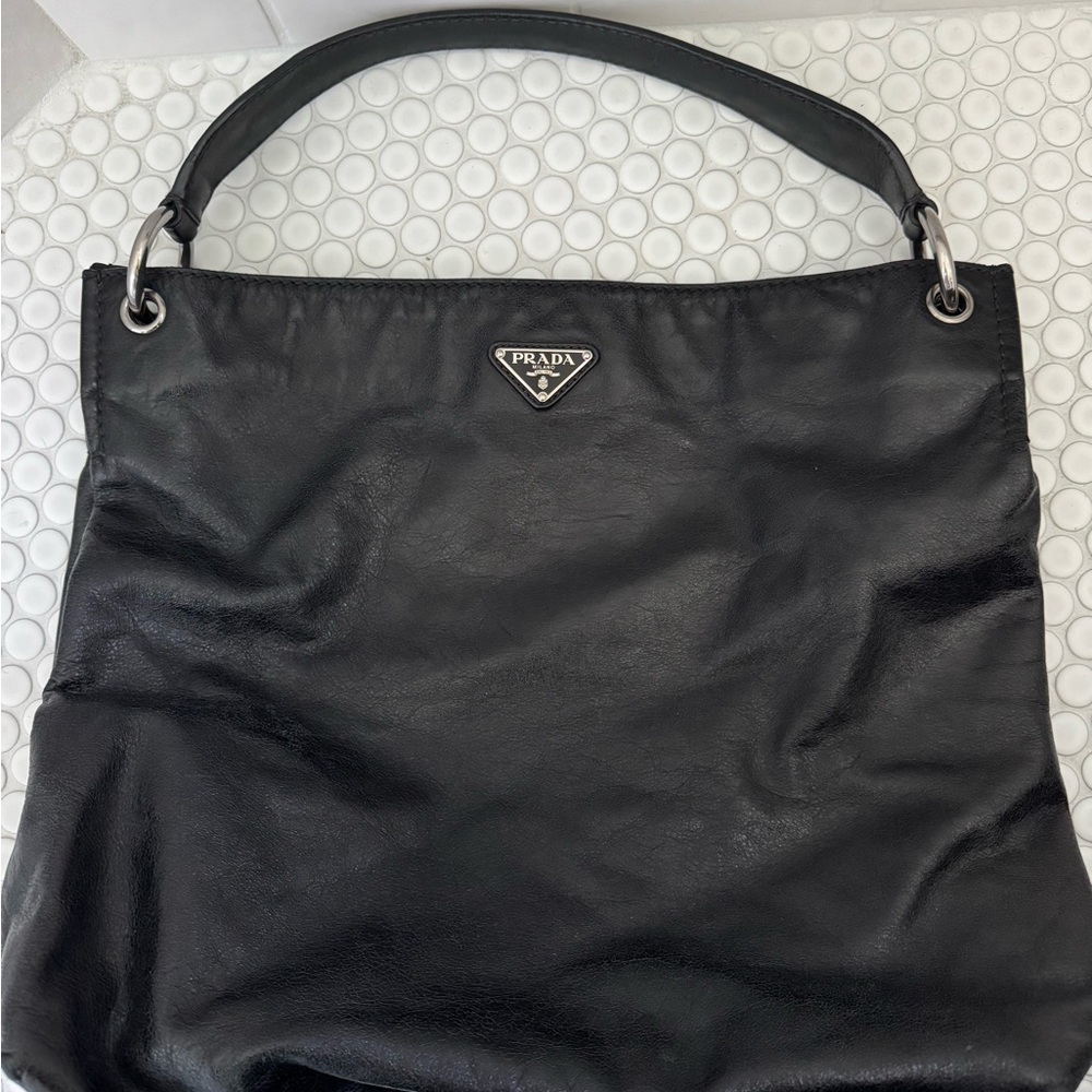 Prada Black Shoulder Bag with Silver Hardware